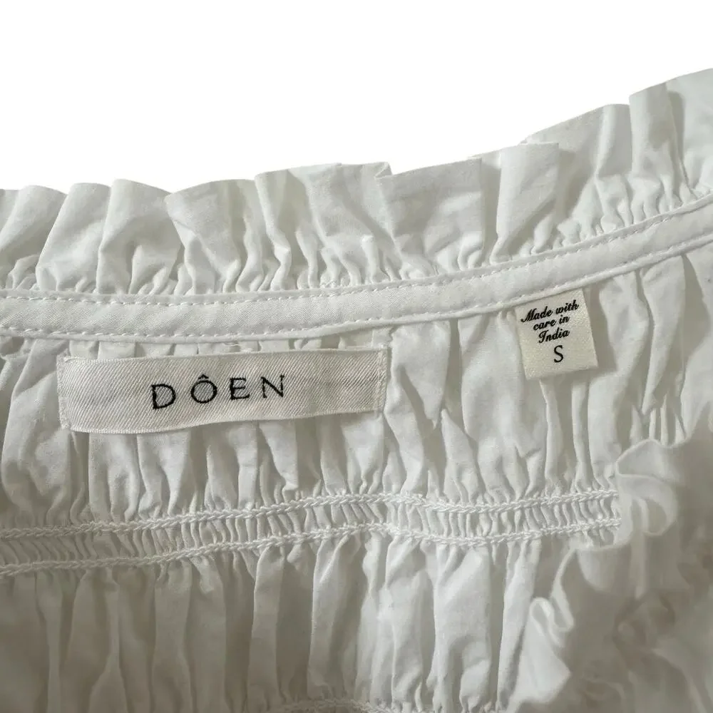 DOEN Rizzo Smocked Mini Dress in "Salt" White Cream Size Small - Picture 6 of 10